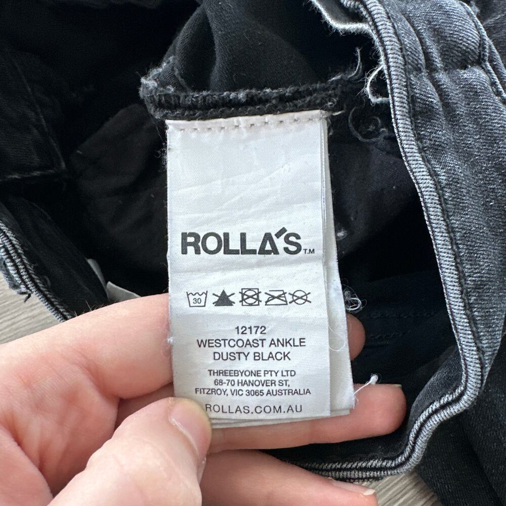 ROLLA'S Westcoast Ankle Skinny Jean Mid Rise Dusty Black Wash Distressed Size 26 - Picture 11 of 12